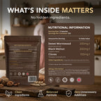Ingredient panel for Nura Wormwood, Black Walnut & Clove: one capsule provides 200mg sweet wormwood (Artemisia annua), 200mg black walnut (Juglans nigra) and 100mg cloves (Syzygium aromaticum), with vegetable cellulose and rice flour